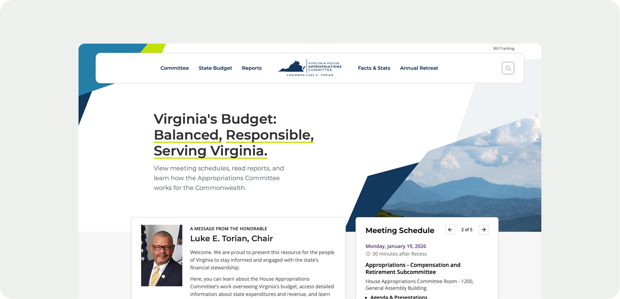 Screenshot of Virginia General Assembly website as seen on desktop.